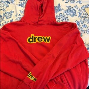 DREW Vibrant Red Hoodie with Yellow Logo
